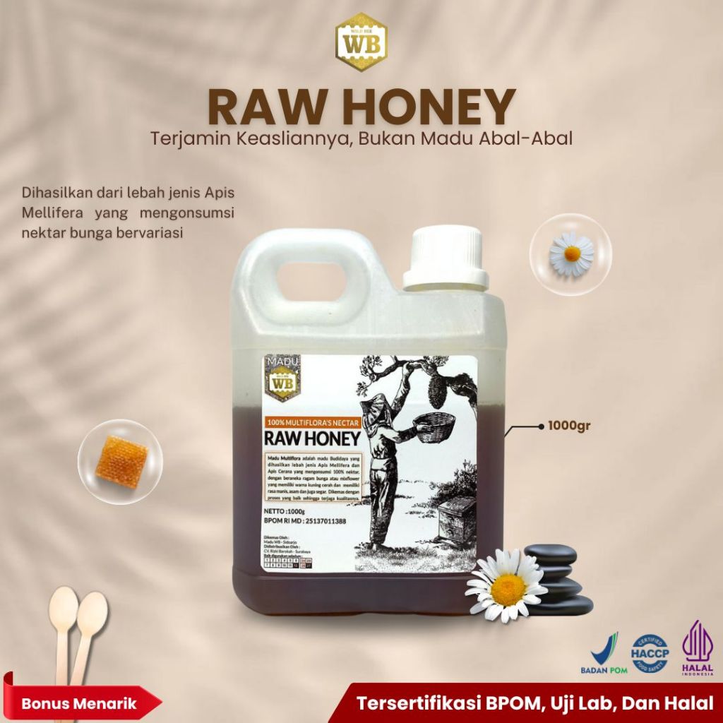 

WILD BEE WB - Raw Honey / Madu Mentah - Madu Asli tersertifikasi - Madu Wild Bee Garansi Madu 100%