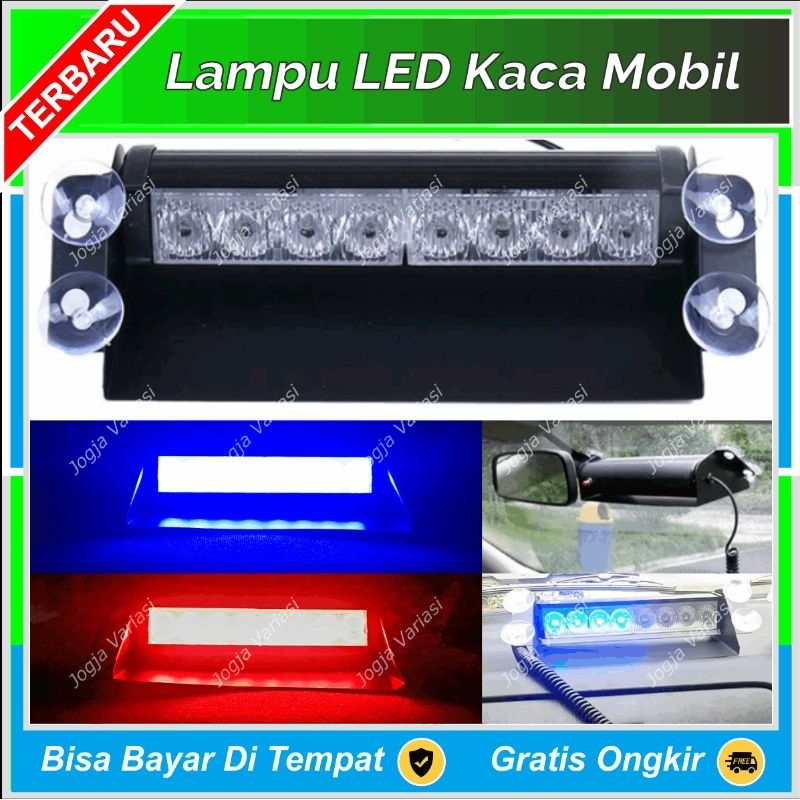 LAMPU LED MOBIL KEDIP TEMPEL KACA DASHBOARD KABIN DEPAN 8 TITIK MATA LED BIRU MERAH AVANZA XENIA JAZ
