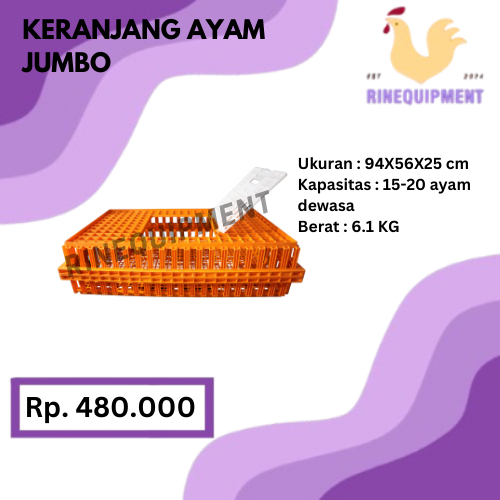KERANJANG KERAMBAH AYAM JUMBO TRANSPORT PANEN BROILER ORANGE - ORANYE
