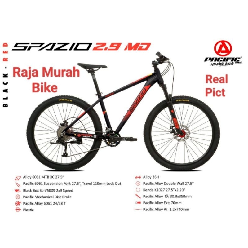 Sepeda Gunung MTB Pacific Spazio 2.9 MD 27,5 Inch Sepeda MTB 27,5 Inch Pacific Spazio