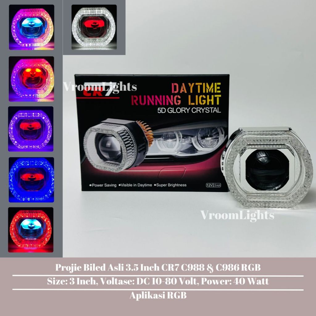 CR7 Tipe C988 & C986 Projie Biled 3 Inch Shroud Akrilik RGB App & Non RGB