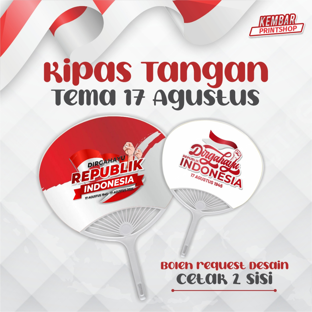 KIPAS TANGAN KERANG KIPAS PLASTIK SOUVENIR AGUSTUS KEMERDEKAAN KIPAS CUSTOM DESAIN KIPAS HUT RI