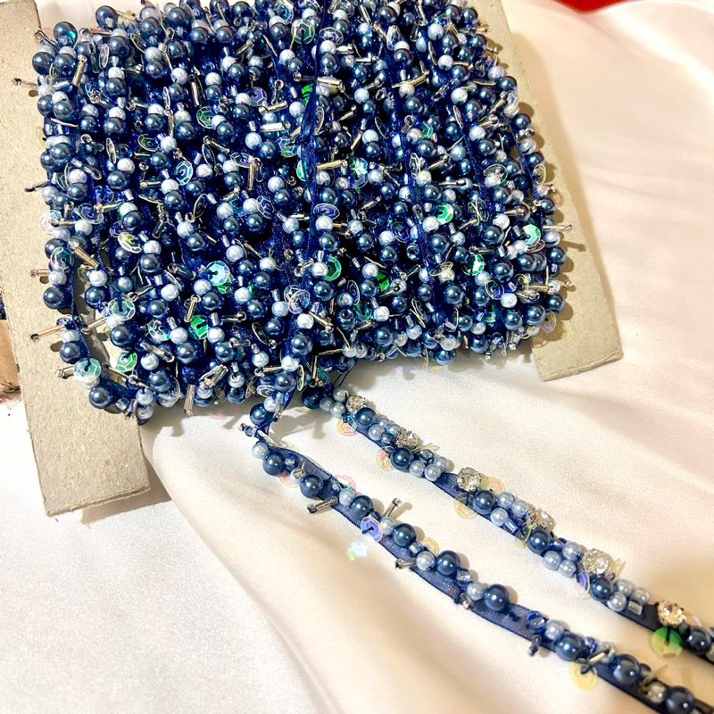 Heramour - Payet Rangkai Mutiara Instan Navy Series Untuk Aksesoris Pakaian Kebaya Wanita Cantik Per