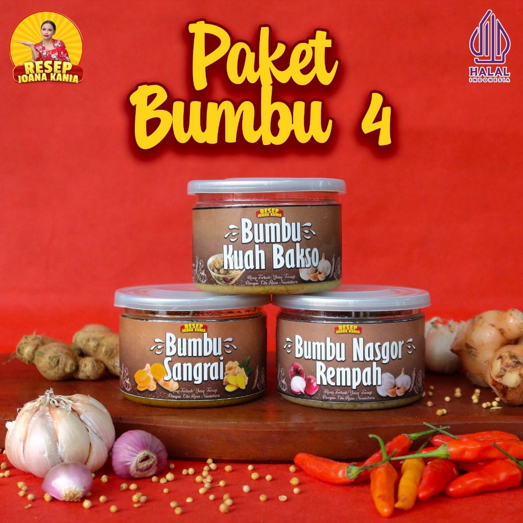 

Paket Hemat 4, Bumbu RSJ / Bumbu Kuah Bakso, Nasgor Rempah, Sangrai / Halal MUI