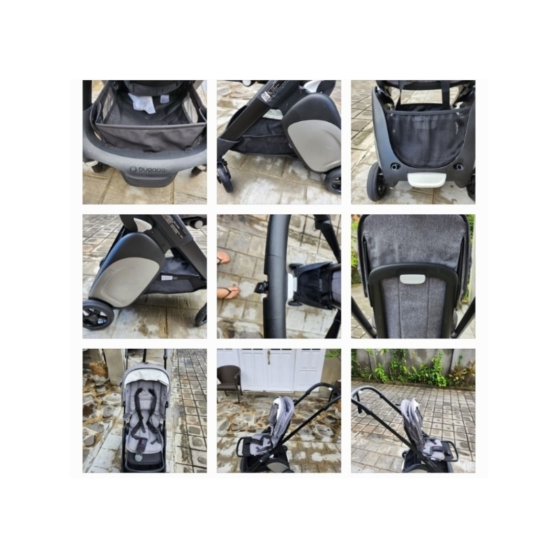 PRELOVED BUGABOO ANT GREY LIST BLACK FREE LEG REST AND STRAP AND TRAVEL BAG