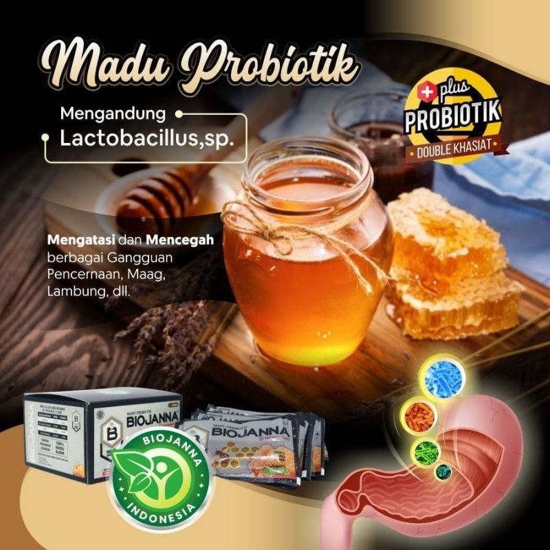 

Madu Prebiotik BioJanna 1box isi 12 sachet 15ml