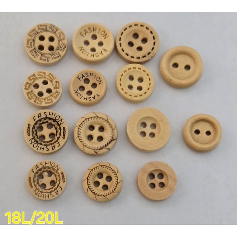 100 PCS KANCING KEMEJA HEM KAYU MOTIF 18L 20L Kancing Kayu Hias RM