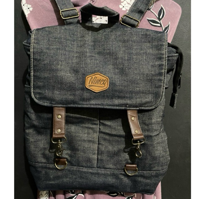 TAS BACKPACK RANSEL WANITA CORAK DENIM NIMCO