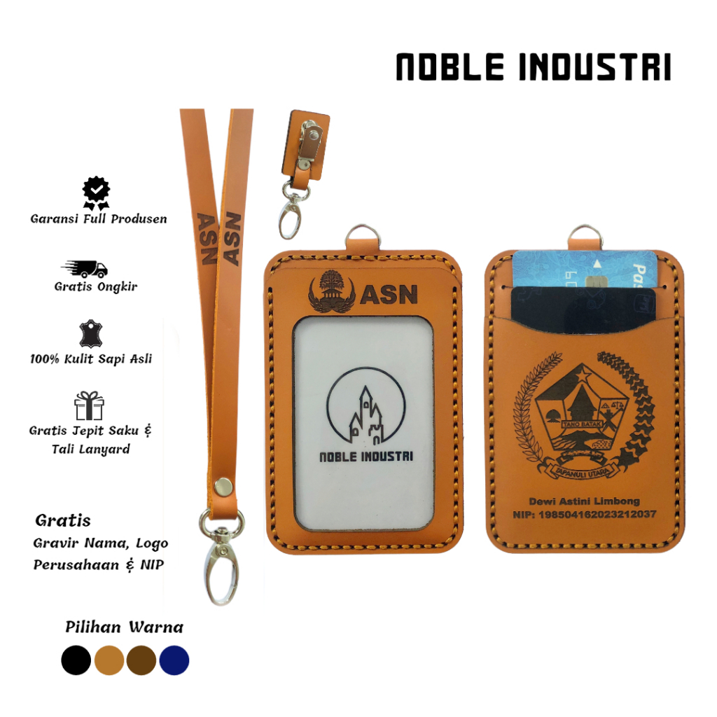 

Lanyard Id Card Holder 4 Lapis Kulit Nametag Gantungan Premium Badge Custom