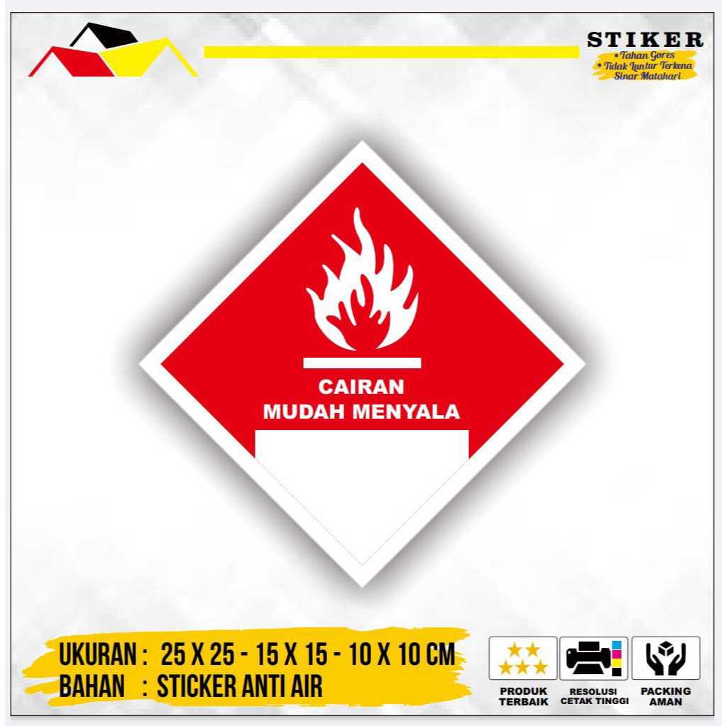 

Stiker Simbol Label K3 Limbah B3 Hazmat Cairan Mudah menyala