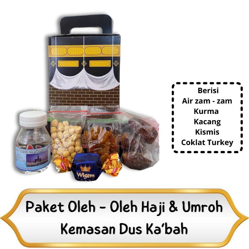 

OLEH OLEH HAJI DAN UMROH PAKET HEMAT KEMASAN DUS KABAHI BOX KABAH ISIAN PLUS COKLAT TURKEY I KURMA KHALAS I KISMIS I KACANG ARAB DAN AIR ZAMZAM I HAMPERS HAJI