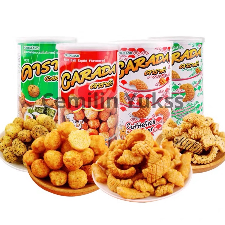 

Terbaru Carada Rice Ball Squid Snack 9g Jar Carada Cuttle Fish Cracker Nori 11g Snack Thailand