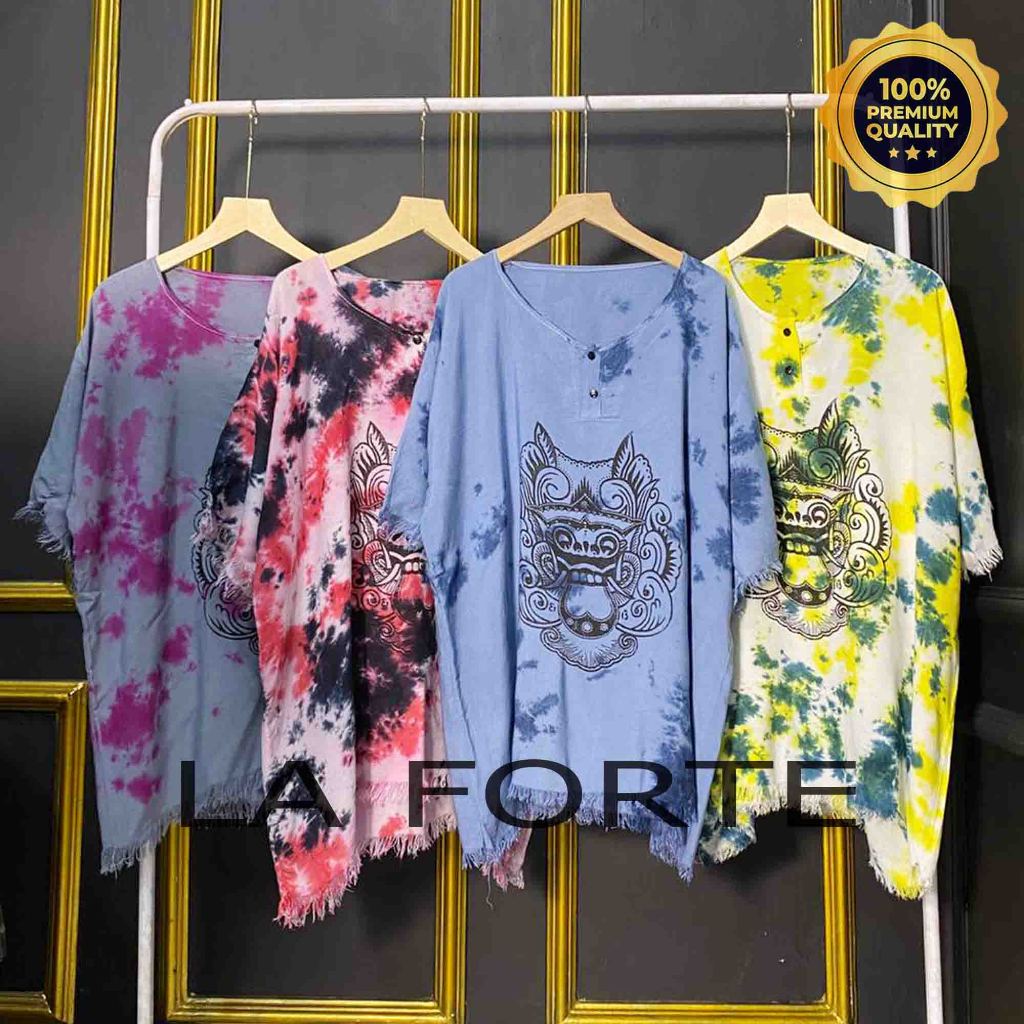 Premium - Baju barong bali pria wanita new bercak tie dye - katun adem dan lembut - baju pantai