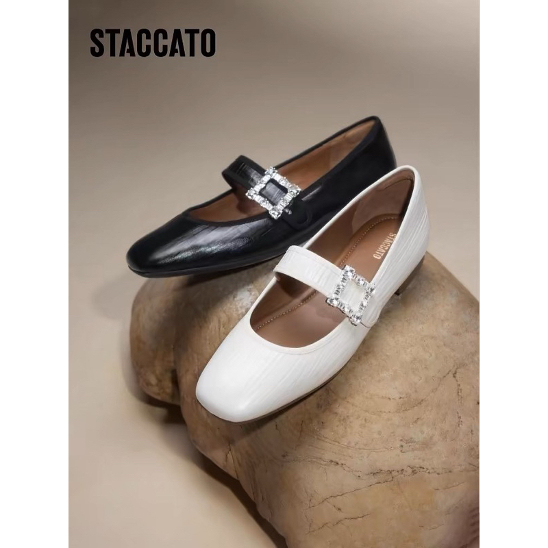 NEW TerMurah Staccato Official EPQ10-005 018 Ballerina Flats Shoes - Black Hitam Beige White Putih S