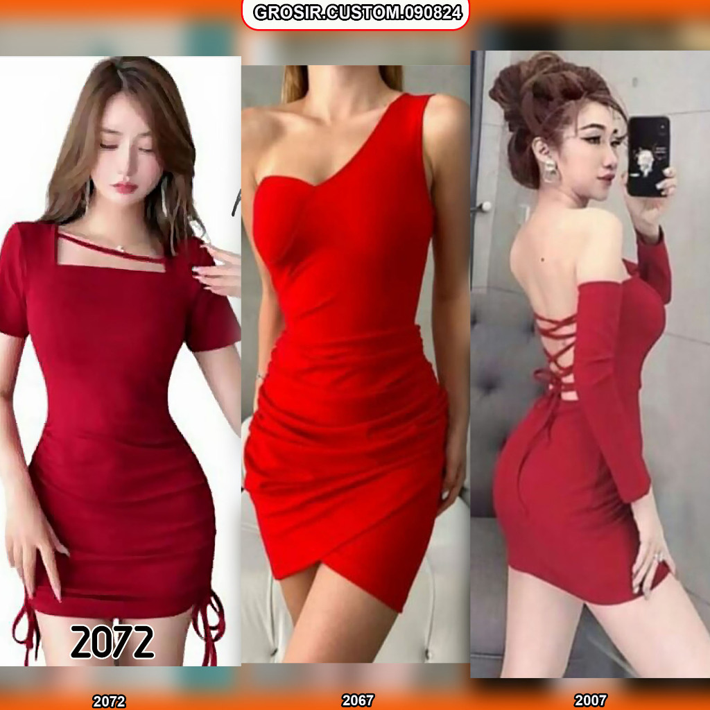 [GROSIR] CUSTOM 090824 Dress Code Merah Red Sexy Bodycon Dress - PSG Baju Seragam LC Karaoke Partai