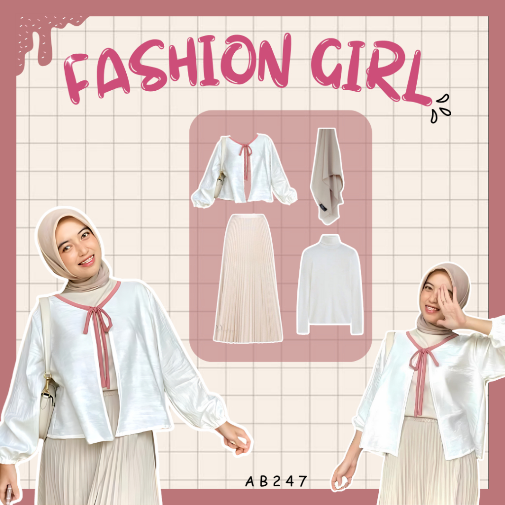 4 In 1 Set AB247 - Dazzelchic one set ootd wanita korean style outfit ngedate ke pantai ootd ngampus