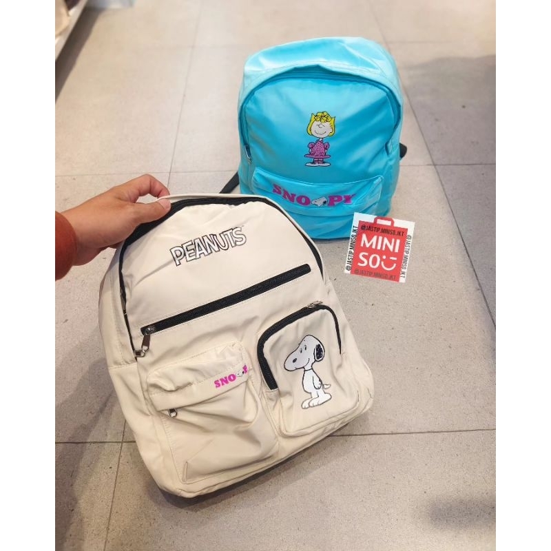 MINISO Tas Ransel / Candy Nylon Backpack SNOOPY Colorful Life Collection (29x12x36cm)