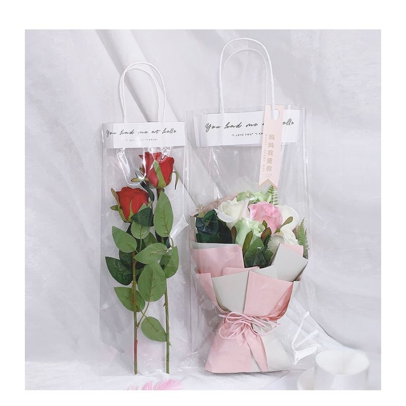 

(5 PCS) Kantong bunga OPP hello flower bag kantong buket bunga romantis tulisan you had me at hello transparan