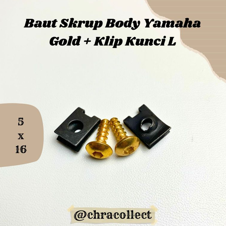 1 Pak Baut Skrup Body Yamaha Gold + Klip Kunci L untuk Motor Yamaha