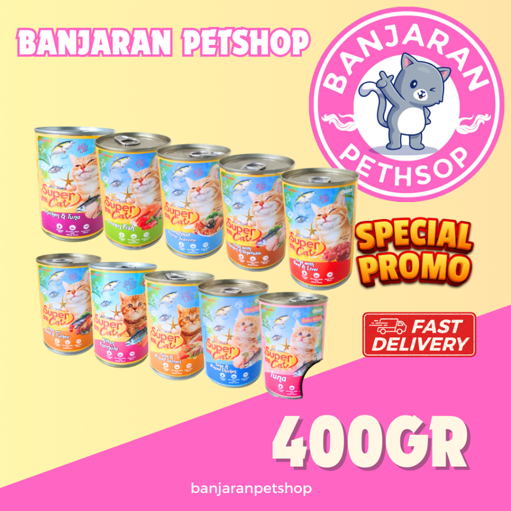 SuperCat kaleng 400gr Adult & Kitten ALL VARIANT super cat wet foodSuperCat kaleng 400gr Adult & Kit