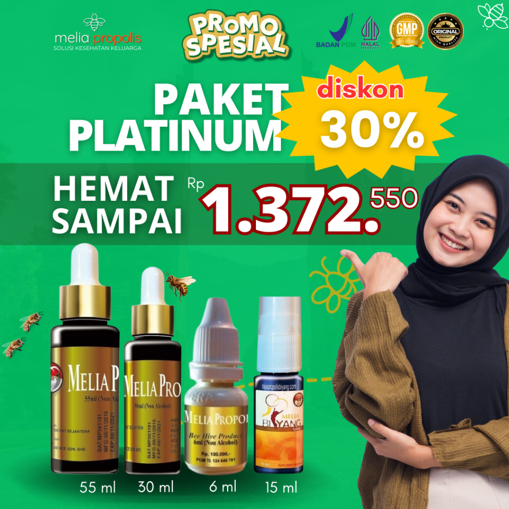 Paket Platinum-Melia Propolis Original 100% Asli Biyang Obat Herbal Diabetes Radang Tenggorokan Kank