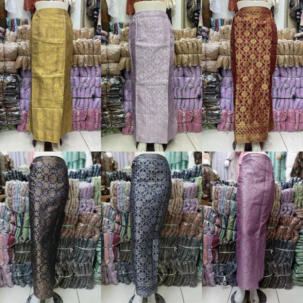 Rok Span Songket Hitam Gold Dan Warna Lainnya