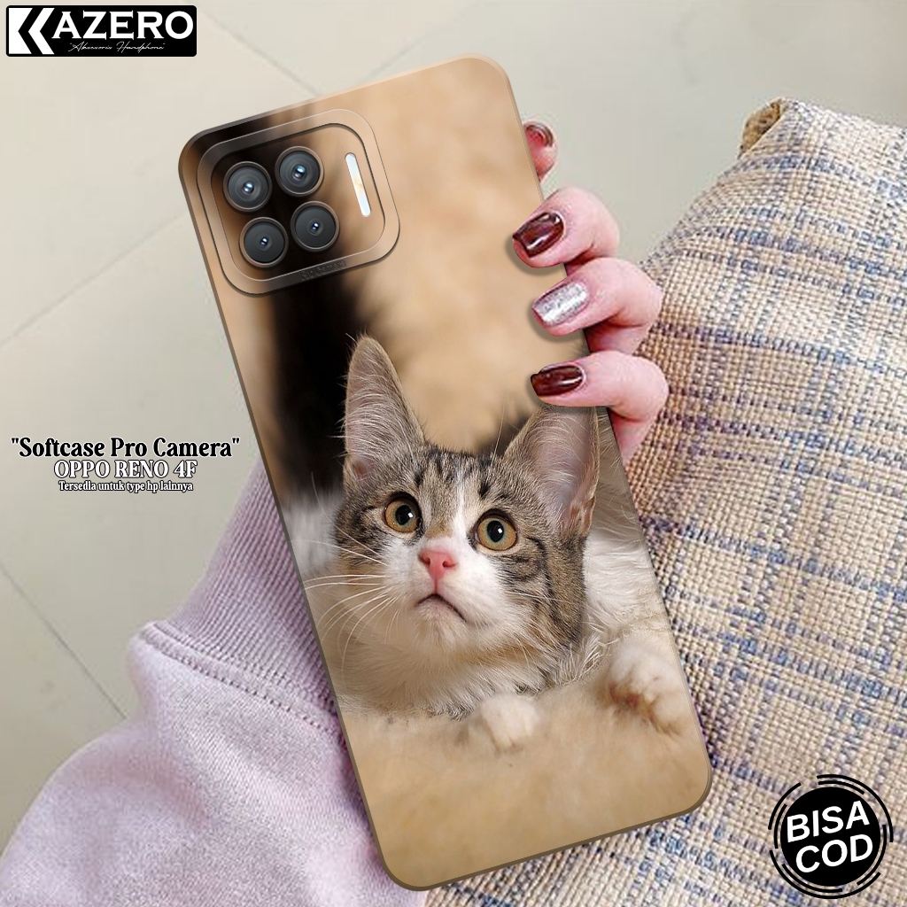 Softcase Pro Camera OPPO RENO 4F - Fashion Case Kucing - Case OPPO RENO 4F Terbaru - Casing OPPO REN