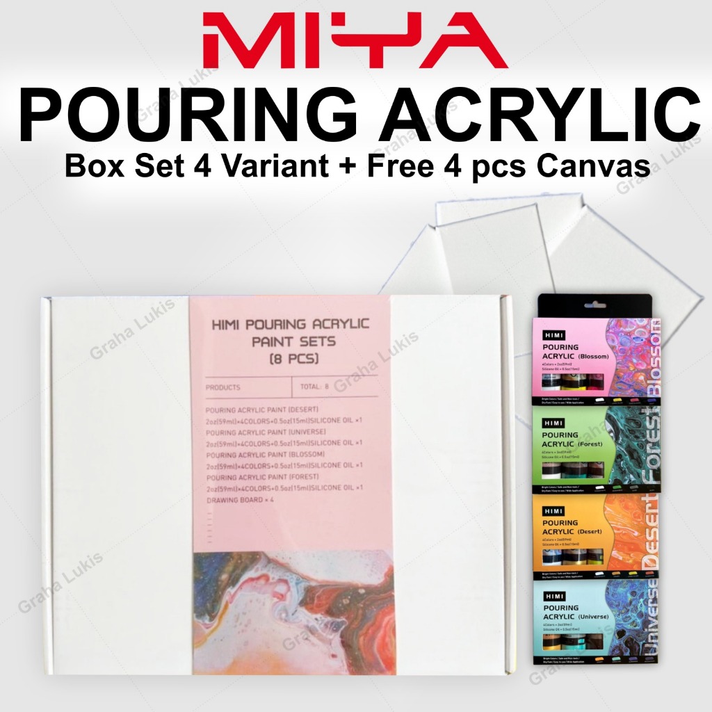 

Miya Pouring Acrylic Set 4 - Cat Akrilik Pouring + Free 4pcs Kanvas