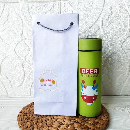 

Paper Bag Kado Botol warna putih Souvenir Unik Ukuran 10×8,5×25.5 cm