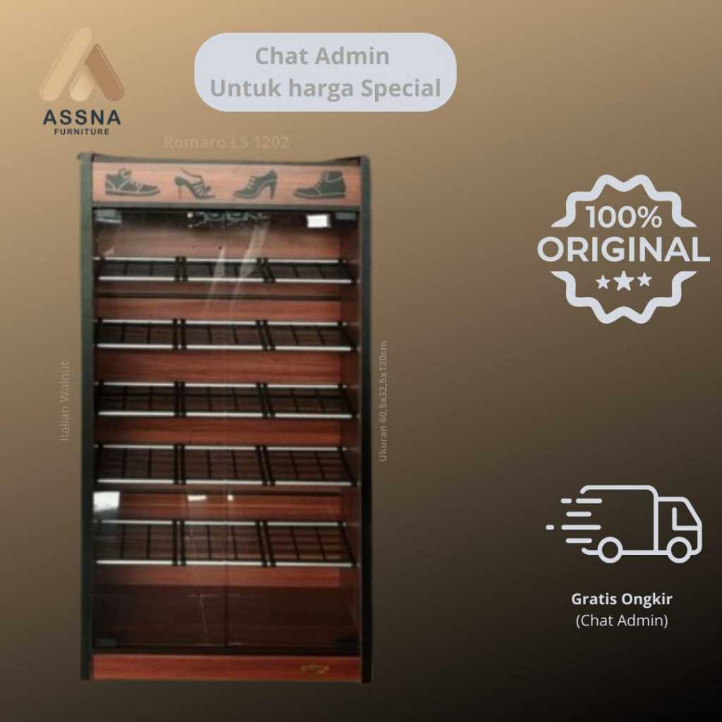 Rak Lemari Sepatu Italian Walnut Romaro LS 1202