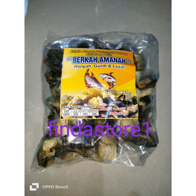 

100gr Krecek Kulit Ikan Patin Aluman/Setengah Matang