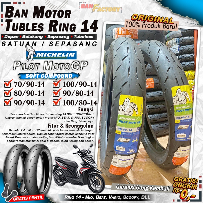 Ban Motor Beat Michelin Motogp Ring 14 Tubles Ban Motor Tubeless Mio Beat Vario Scoopy Ring 14