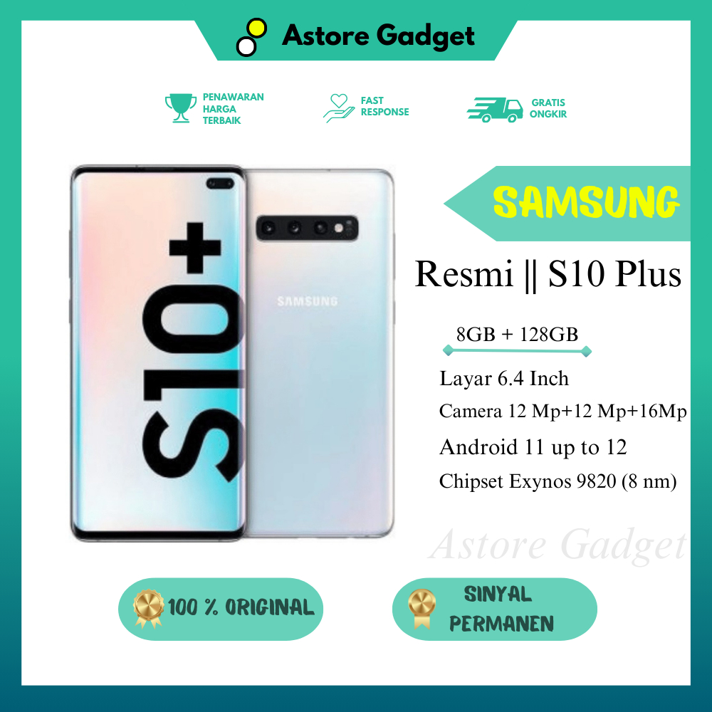 Samsung S10 Plus RAM 8 GB - 128 GB - Bekas - Second