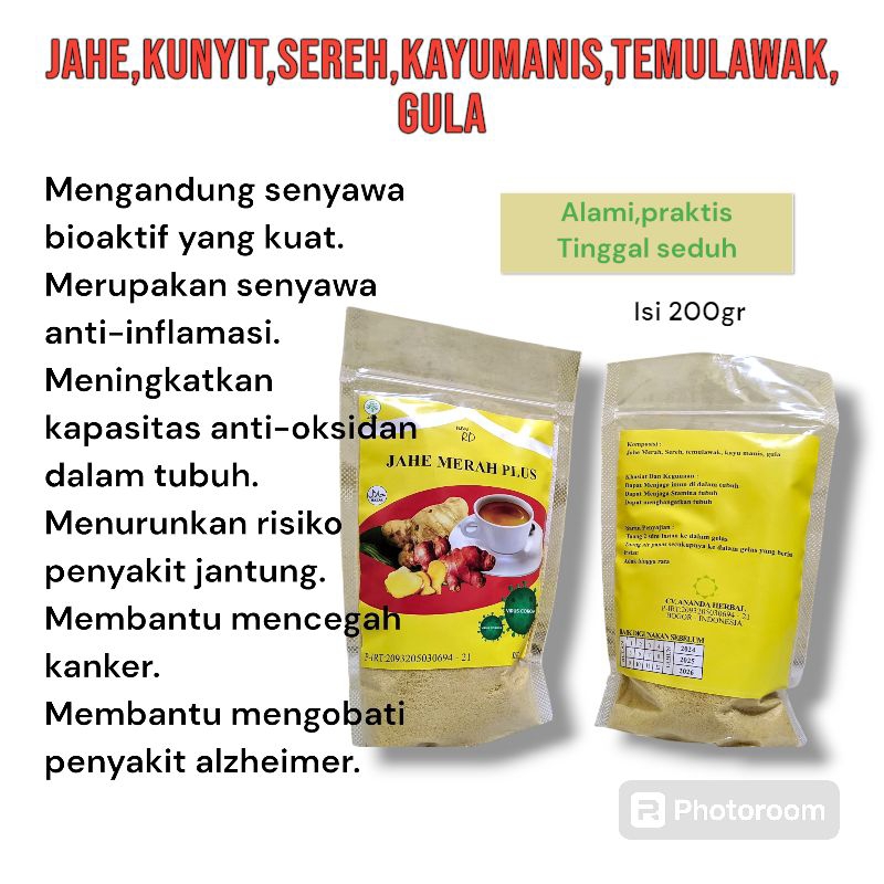 

JAHE MERAH, SERE, KUNYIT, KAYU MANIS, TEMULAWAK instan