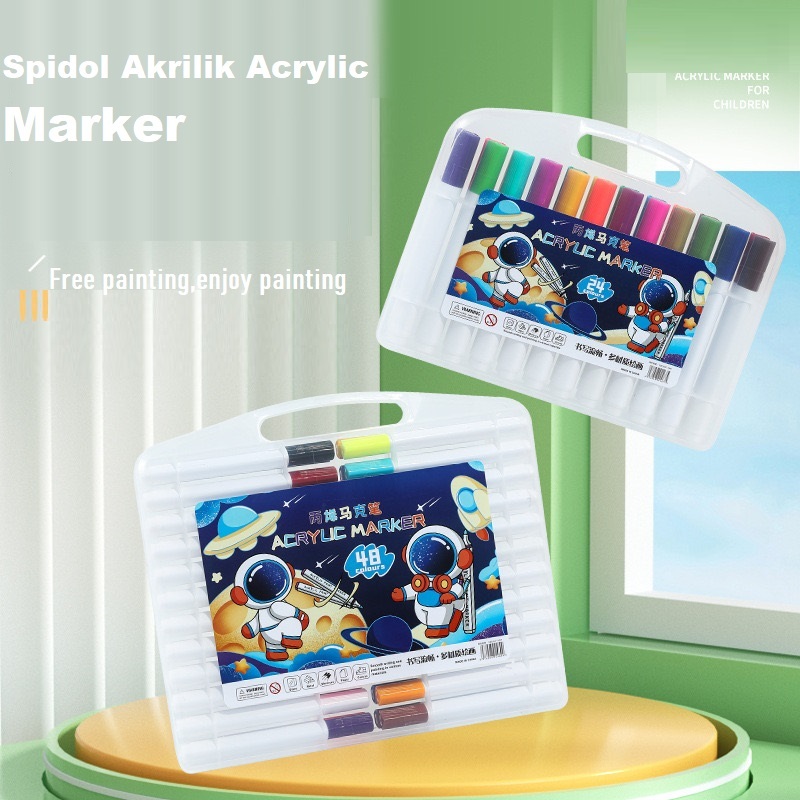 

Hightune Spidol Akrilik Acrylic Marker Set 12/24/36/48/60/80 Warnas Paint Marker DIY Drawing pencil case for students