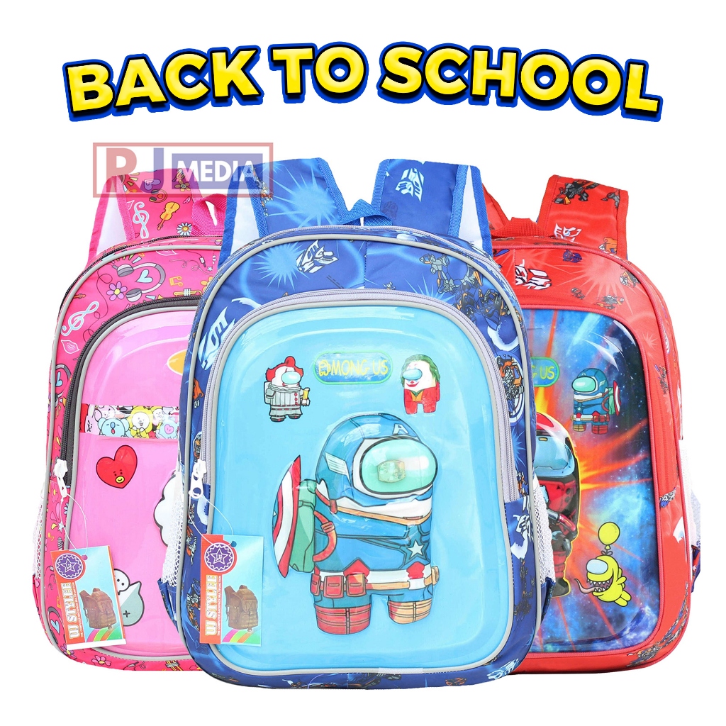 Tas Ransel Anak Lampu Fashion Anak Backpack Termurah Karakter Among Us Sd Tk Muat LKS Buku Paket 3 D