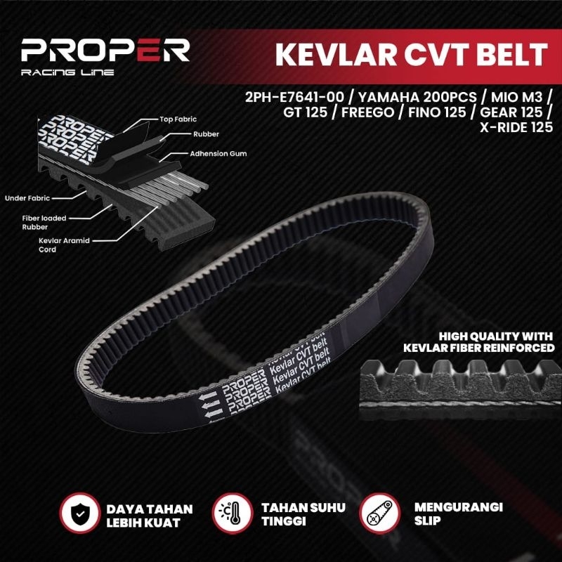 VANBELT CVT YAMAHA 2PH MIO M3 125 /GT 125/FREEGO 125/FINO 125 /GEAR 125/XRIDE 125  PROPER RACING LIN