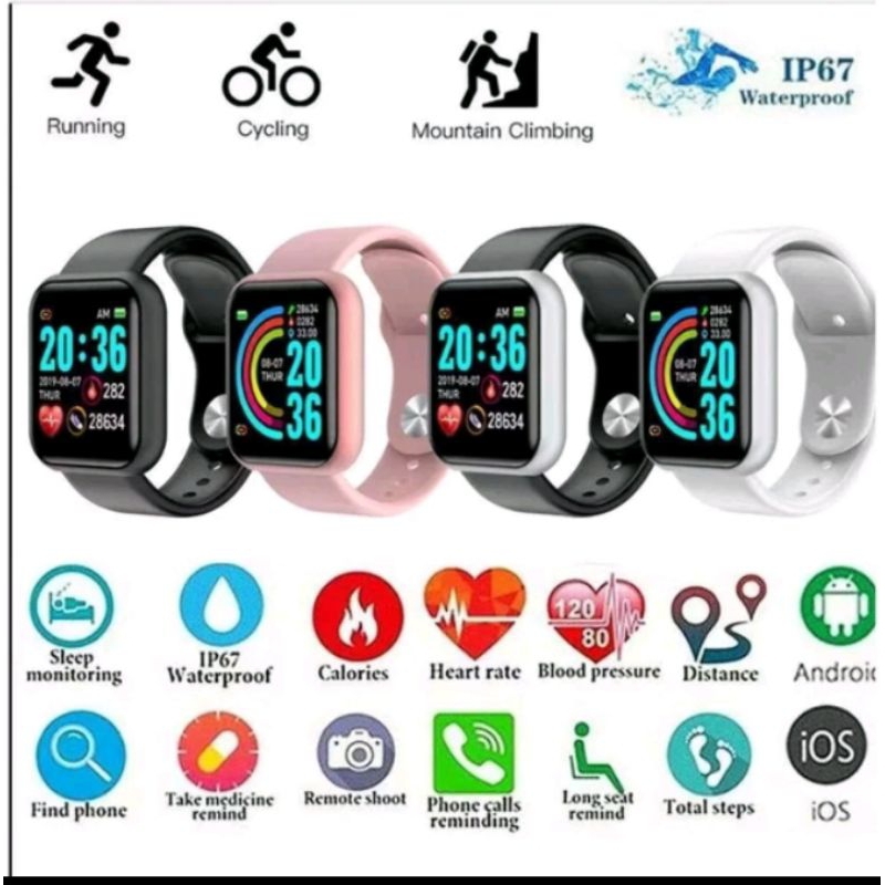 Smartwatch Y68 Sport / Jam Tangan Pintar Y68/ Jam Tangan Olahraga Y68 / Smartwatch Fitness