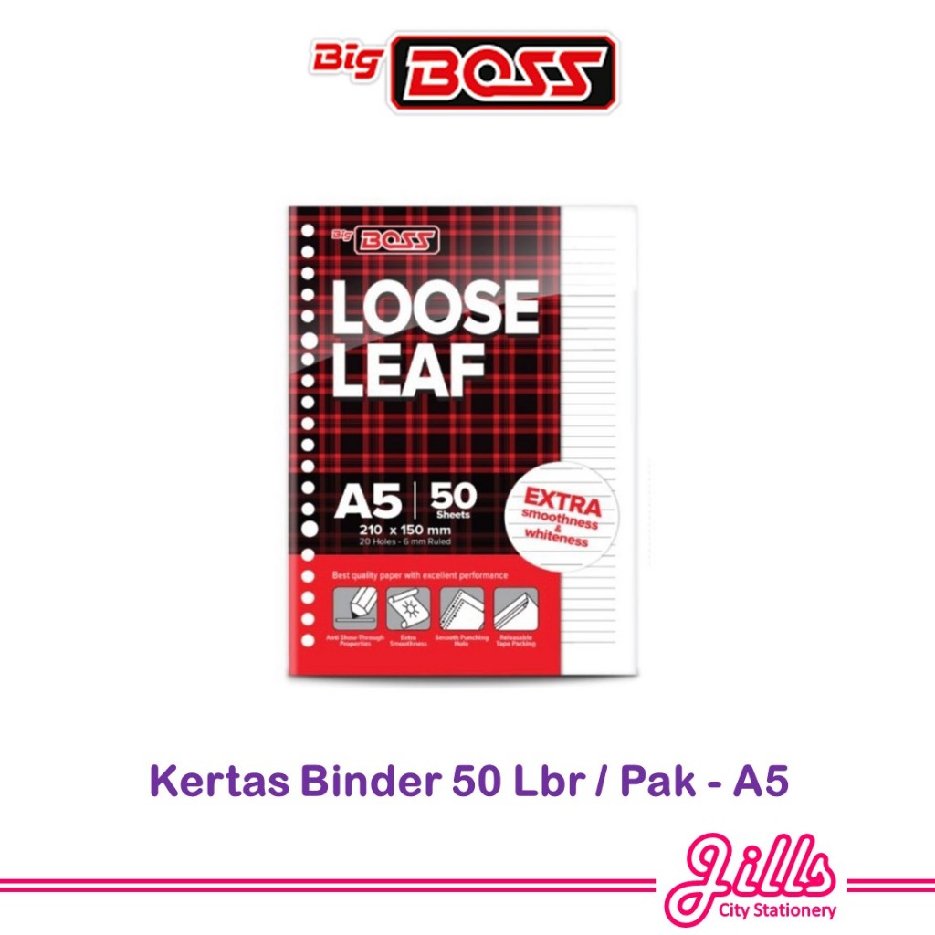 

Big Boss Kertas Binder/ Loose Leaf A5 50 (1 Pak isi 50 Lembar)