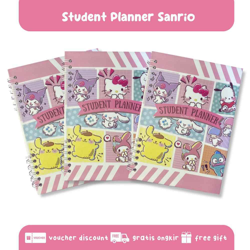 

Notebook Ring Planner Undated Planner buku jurnal aesthetic Study Planner Sanrio [MOON MEDIA]