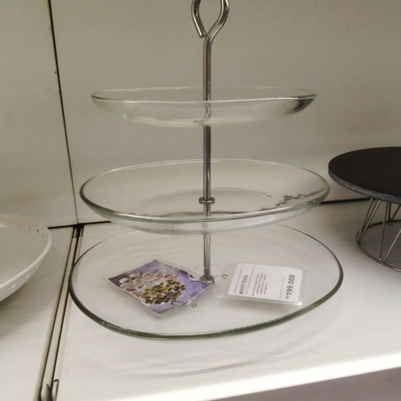 Serving Plate 3 Tiers Kaca Baki Tempat Saji 3 Tingkat Untuk Cupcake Kue Dll