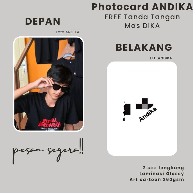 (FREE TANDA TANGAN) FOTOCARD MAS DIKA / ANDIKA GWSM /ANDIKA YOO