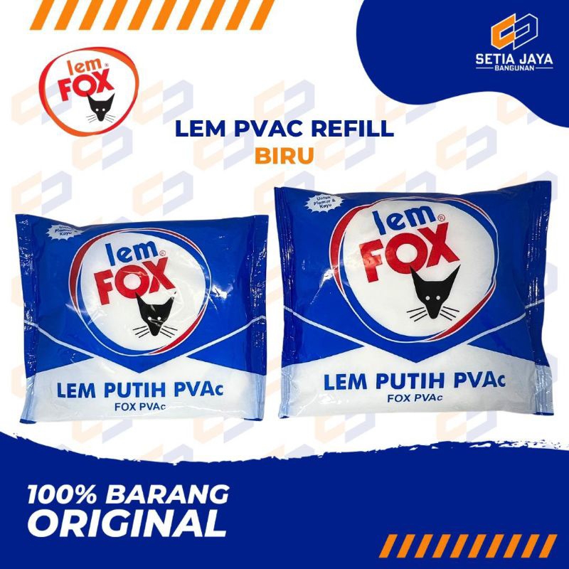 Lem Putih / Fox PVAC Kantong / Bungkus / Refill Biru 350 / 600 Gr