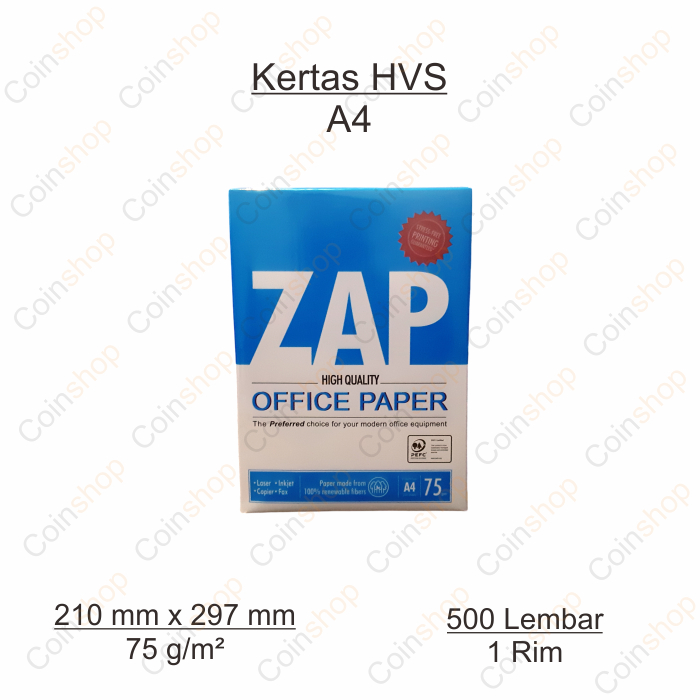 

Kertas HVS A4 75 Gram ZAP Per Rim