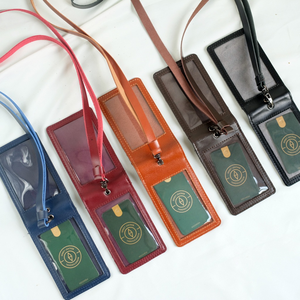 

Sendy Leather LEVANTE Id Card Holder Lanyard Kulit Asli Name Tag Magnet