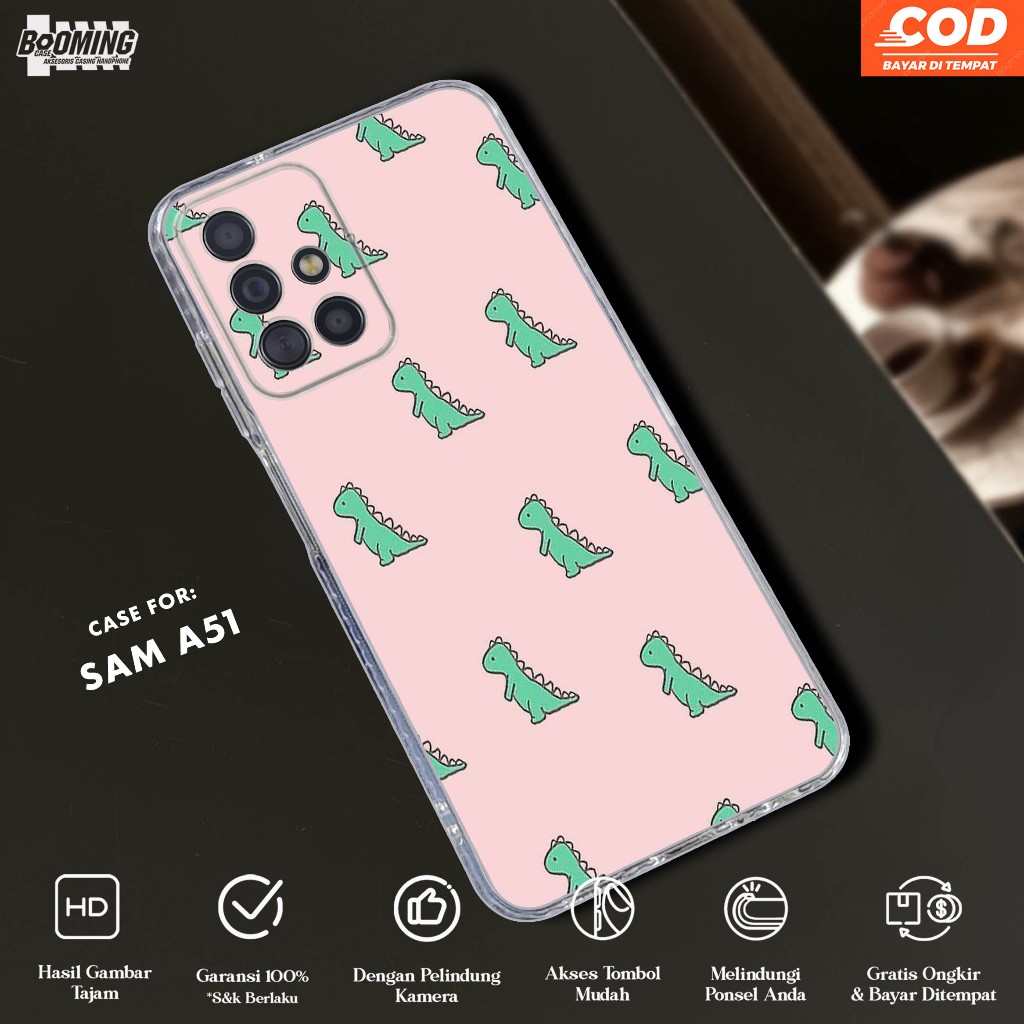 Case Samsung A51 Casing Samsung A51 Motif DINO - Clear Case - Softcase Bening Tebal - Casing Hp Prem
