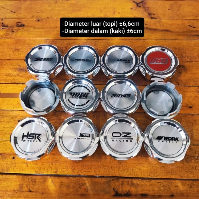 TUTUP DOP VELG MOBIL VARIASI DOP VELG AS RODA DIAMETER LUAR ±6,6CM MODEL COMPE RALLY