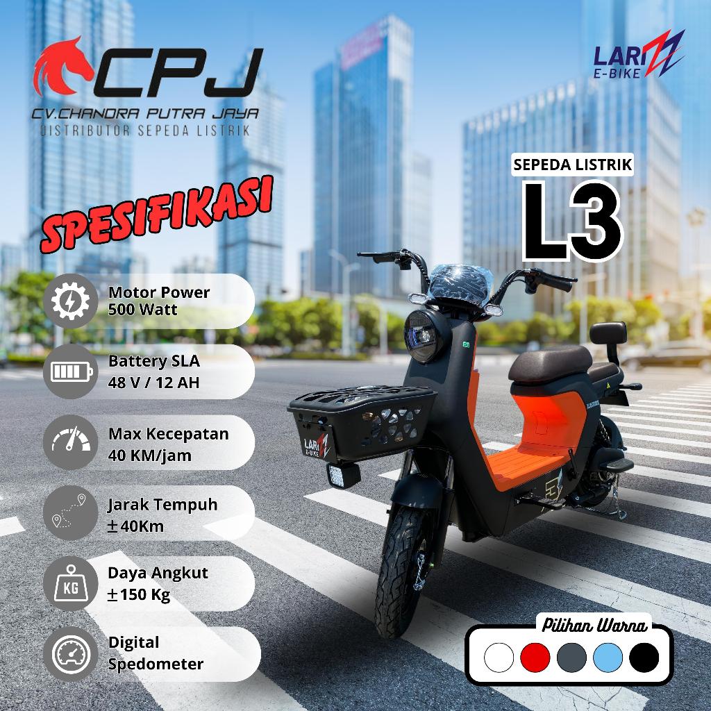 Sepeda Listrik LARIZZ L3 Terbaru 500 Watt Garansi Resmi not Uwinfly Exotic Pacific TERMURAH 2 JUTAAN