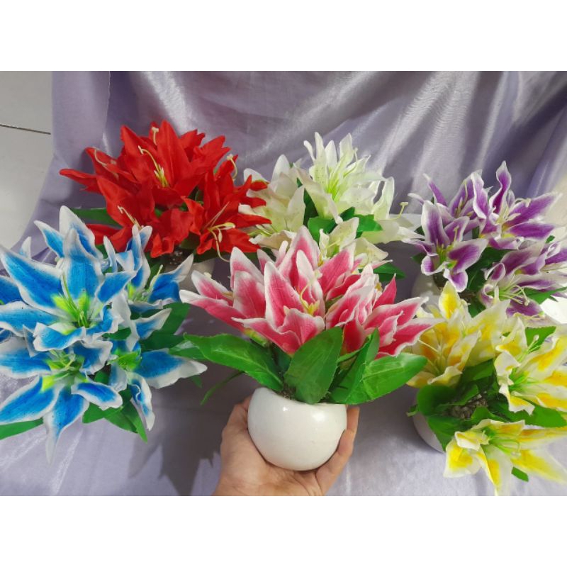 bunga meja pot keramik