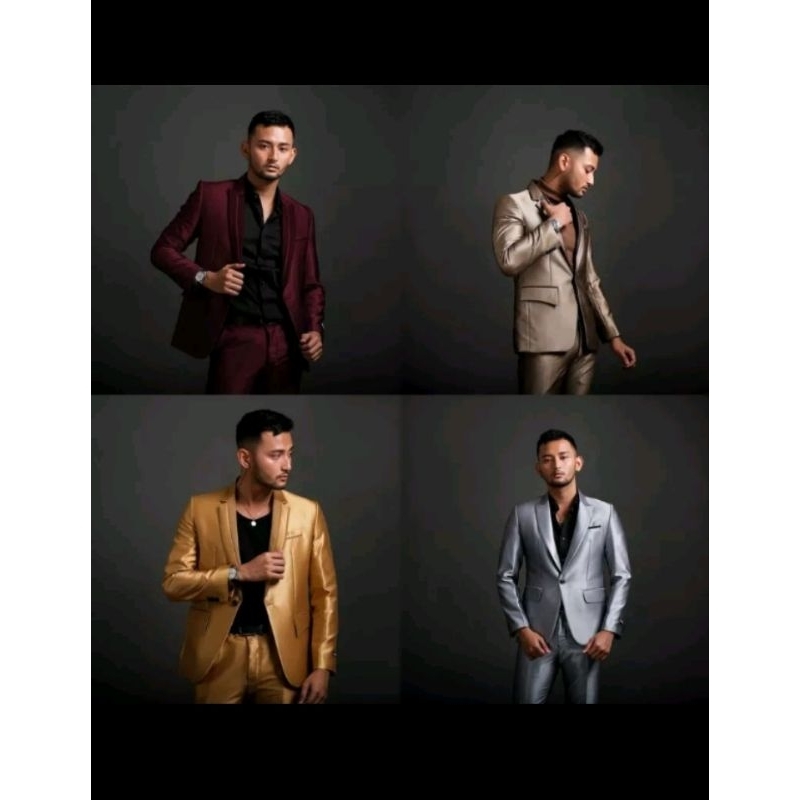 Setelan jas blazer pria 2in1 formal / jas mengkilap / jas wedding pria slik woll / jas pria slimfit